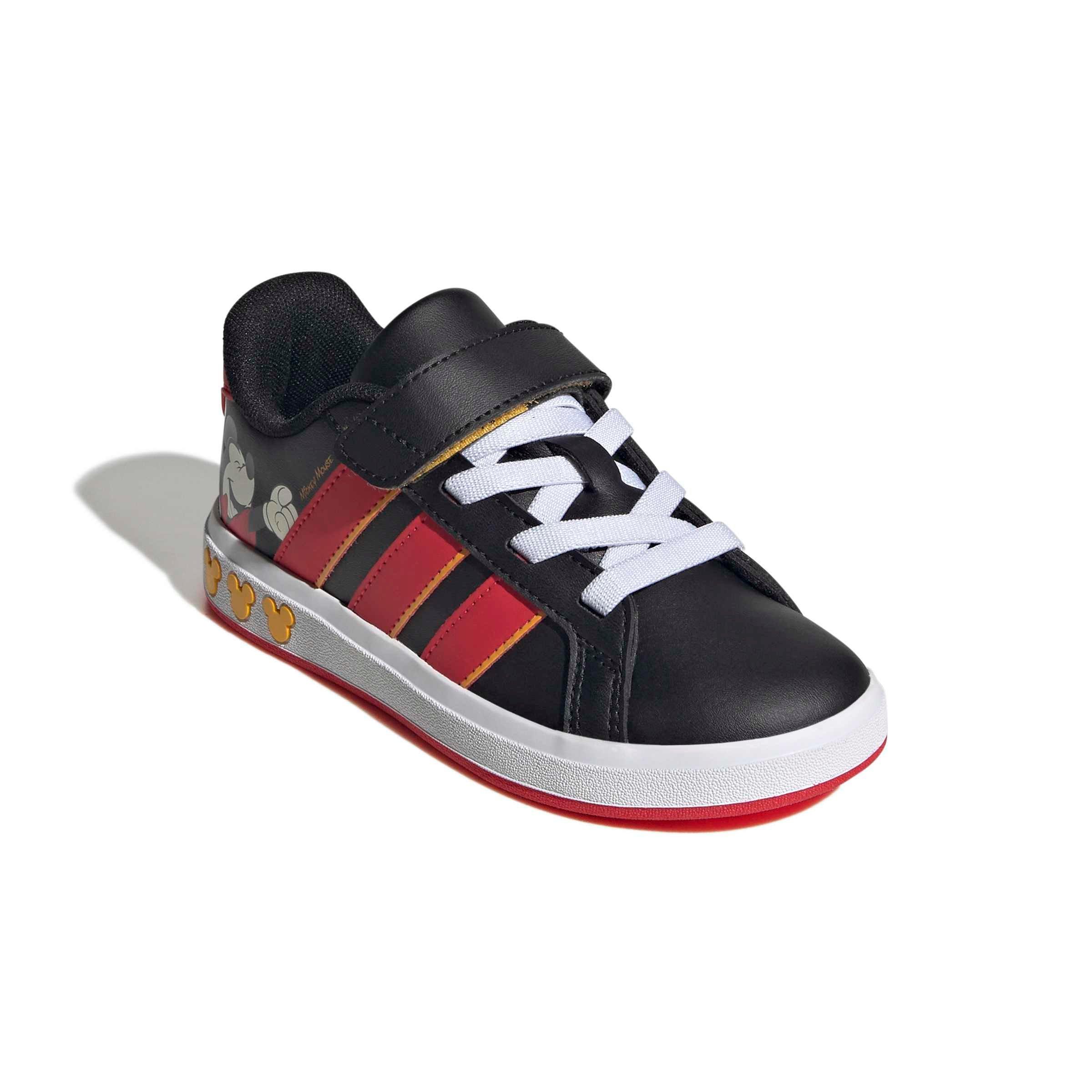 adidas Disney Mickey Mouse Grand Court "Core Black/Pure Ruby/Crew Yellow" Grade School Boys' Shoe - BLACK/RUBY/YELLOW