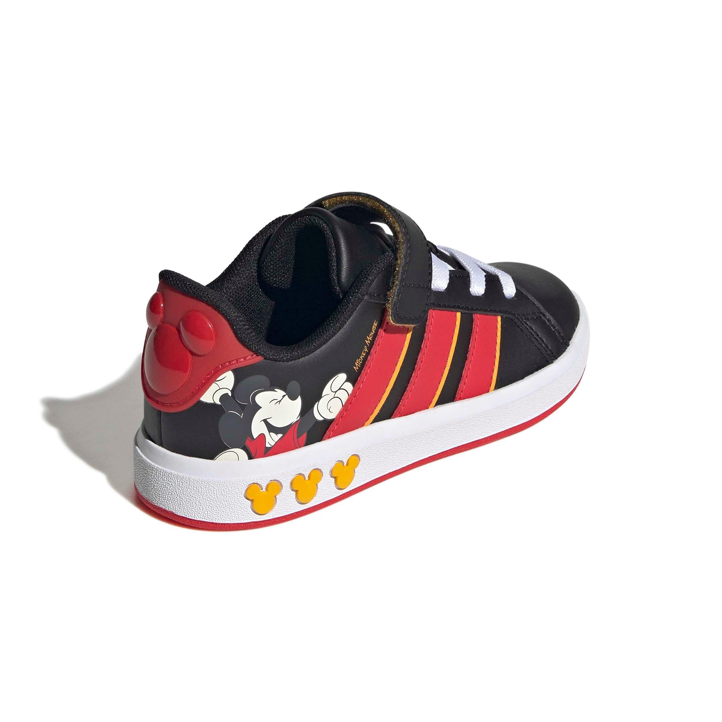 adidas Disney Mickey Mouse Grand Court "Core Black/Pure Ruby/Crew Yellow" Grade School Boys' Shoe - BLACK/RUBY/YELLOW