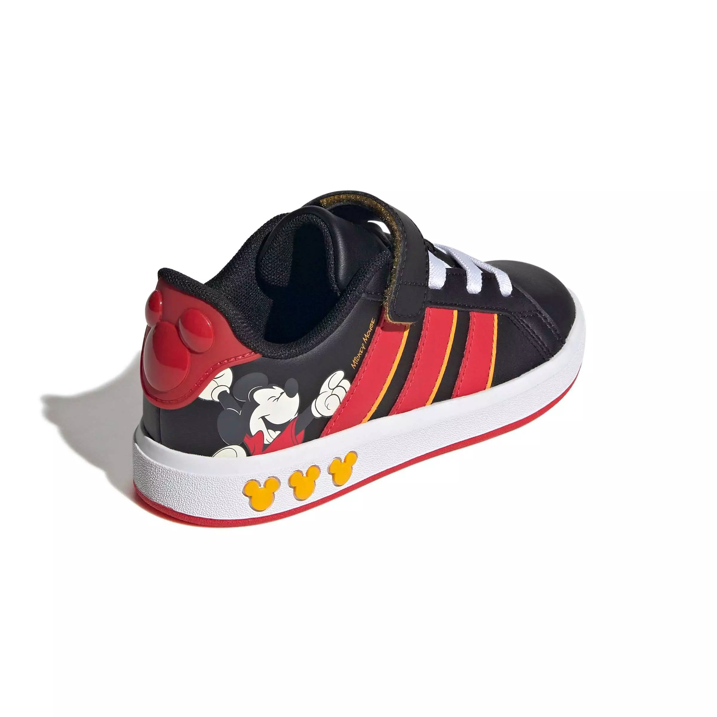 adidas Disney Mickey Mouse Grand Court "Core Black/Pure Ruby/Crew Yellow" Grade School Boys' Shoe - BLACK/RUBY/YELLOW