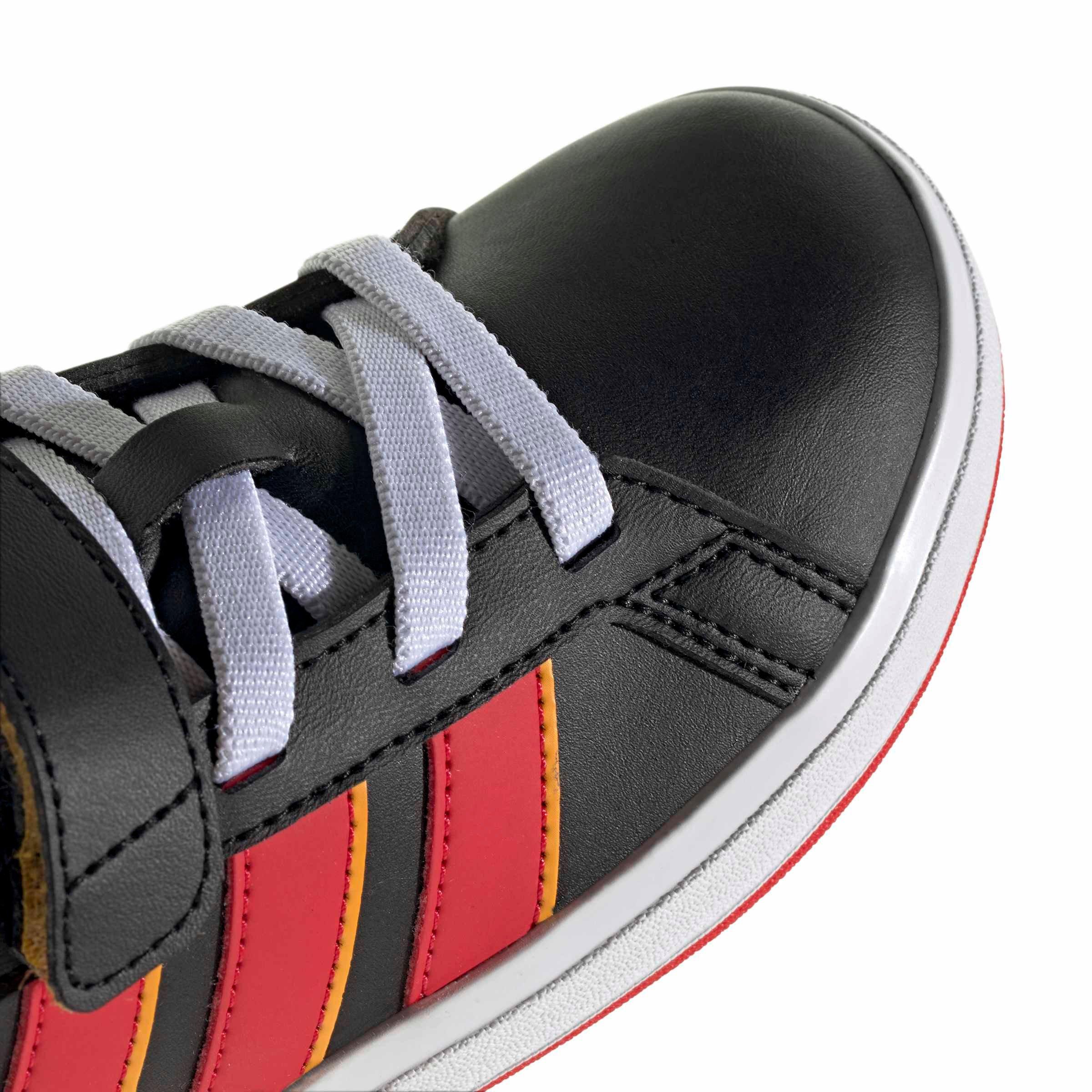 adidas Disney Mickey Mouse Grand Court "Core Black/Pure Ruby/Crew Yellow" Grade School Boys' Shoe - BLACK/RUBY/YELLOW