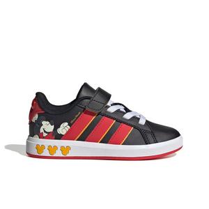 adidas Disney Mickey Mouse Grand Court "Core Black/Pure Ruby/Crew Yellow" Grade School Boys' Shoe - BLACK/RUBY/YELLOW