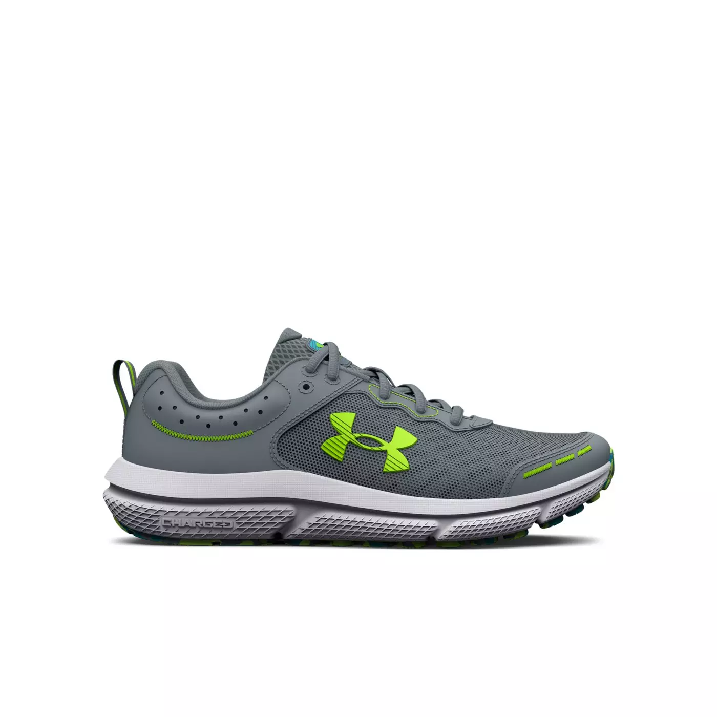 Under Armour Assert 10 Wide "Gravel/Glacier Blue" Grade School Boys' Running Shoe - GRAVEL/BLUE