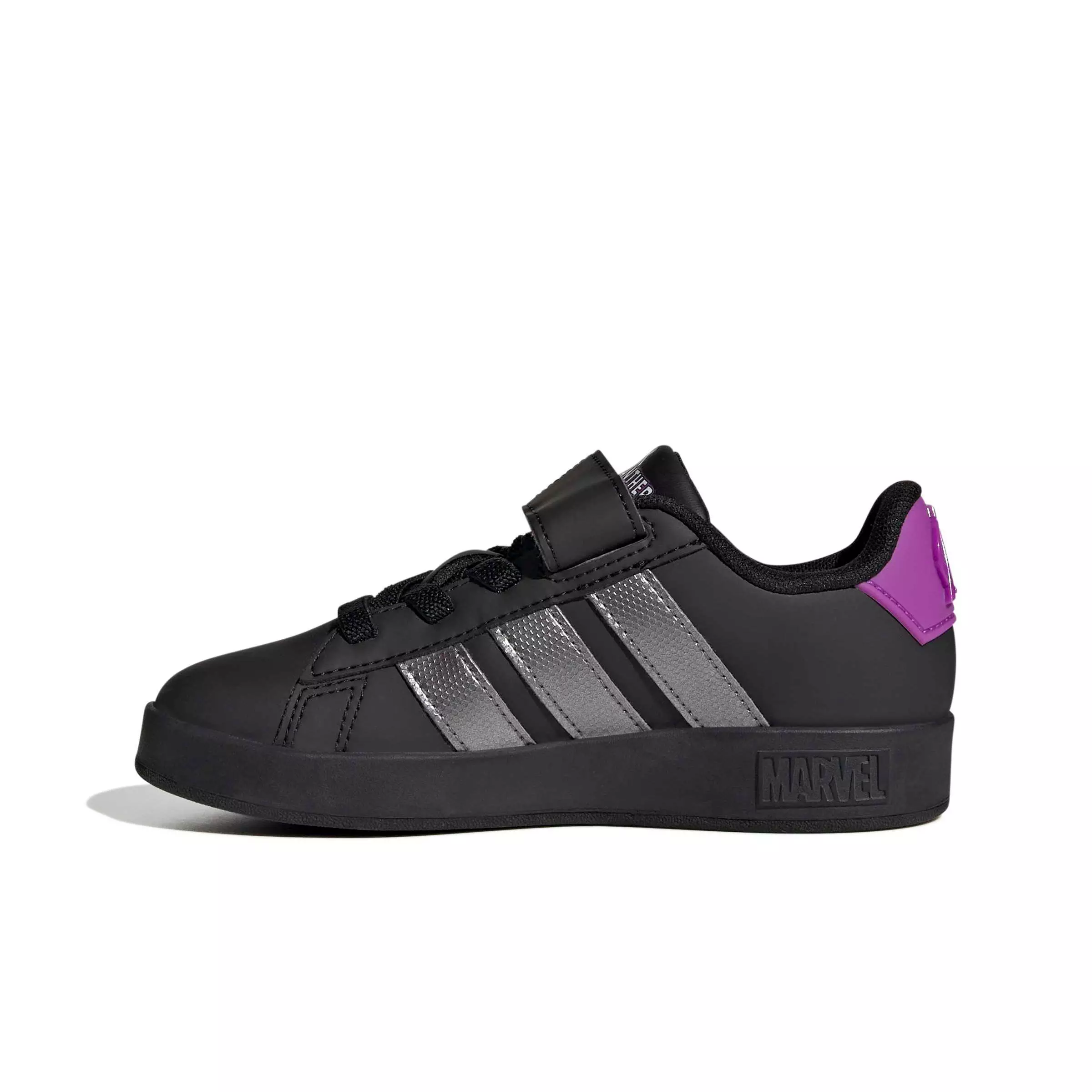 adidas Marvel Avengers Grand Court "Core Black/Iron Metallic/Purple Burst" Grade School Boys' Shoe - BLACK/IRON/PURPLE