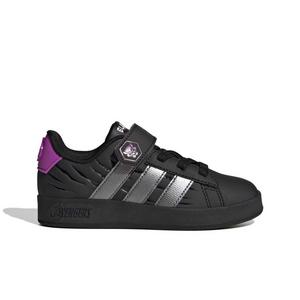 adidas Marvel Avengers Grand Court "Core Black/Iron Metallic/Purple Burst" Grade School Boys' Shoe - BLACK/IRON/PURPLE