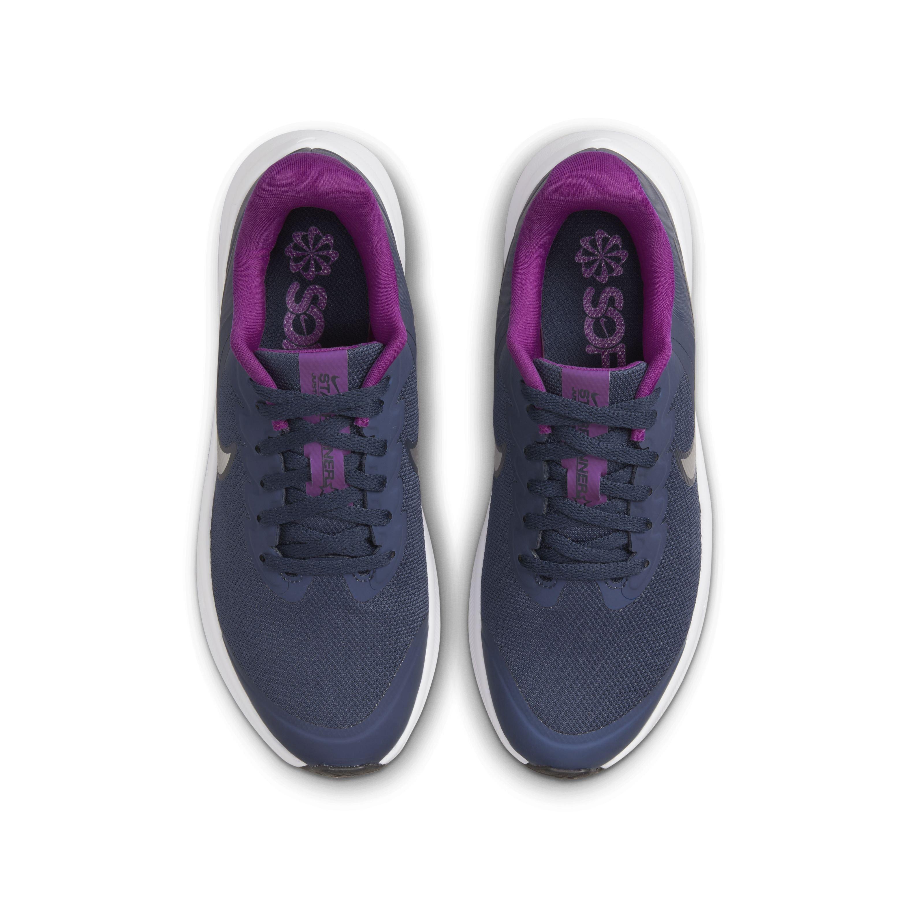Nike Star Runner 3 Grade School Boy's "Midnight Navy/Metallic Silver" Running Shoe