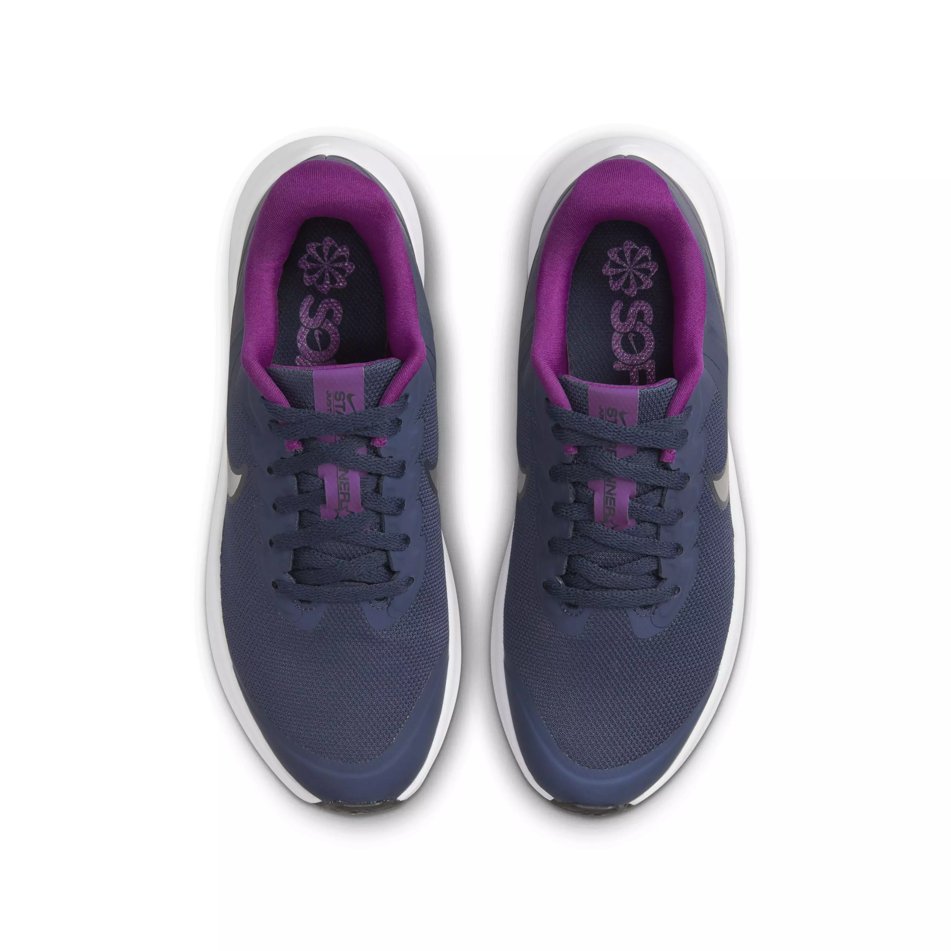 Nike Star Runner 3 "Midnight Navy/Metallic Silver" Grade School Boy's Running Shoe - NAVY/SILVER