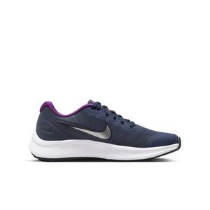 Nike Star Runner 3 "Midnight Navy/Metallic Silver" Grade School Boy's Running Shoe