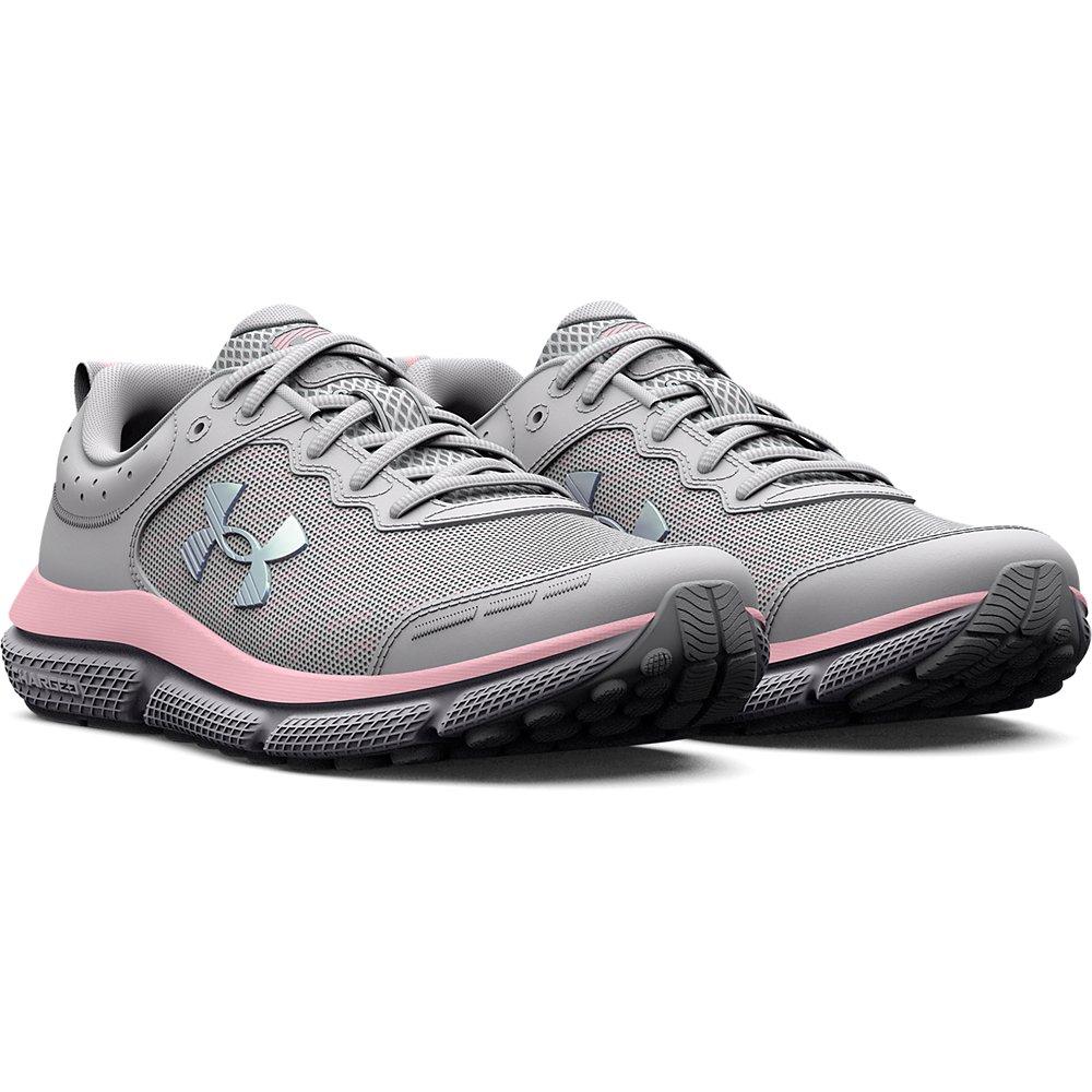 Under Armour Assert 10 Grade School Girls' "Halo Grey/Pink Sugar" Running Shoe