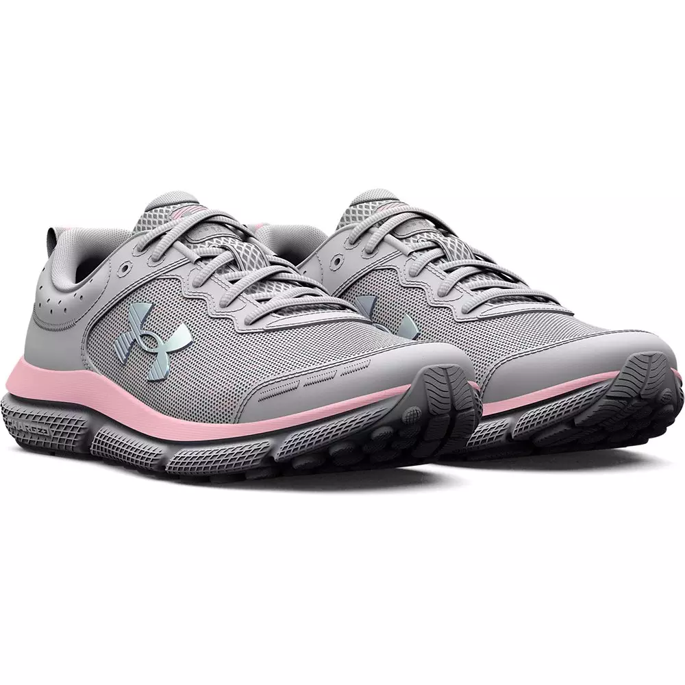 Under Armour Assert 10 "Halo Grey/Pink Sugar" Grade School Girls' Running Shoe - GREY/PINK