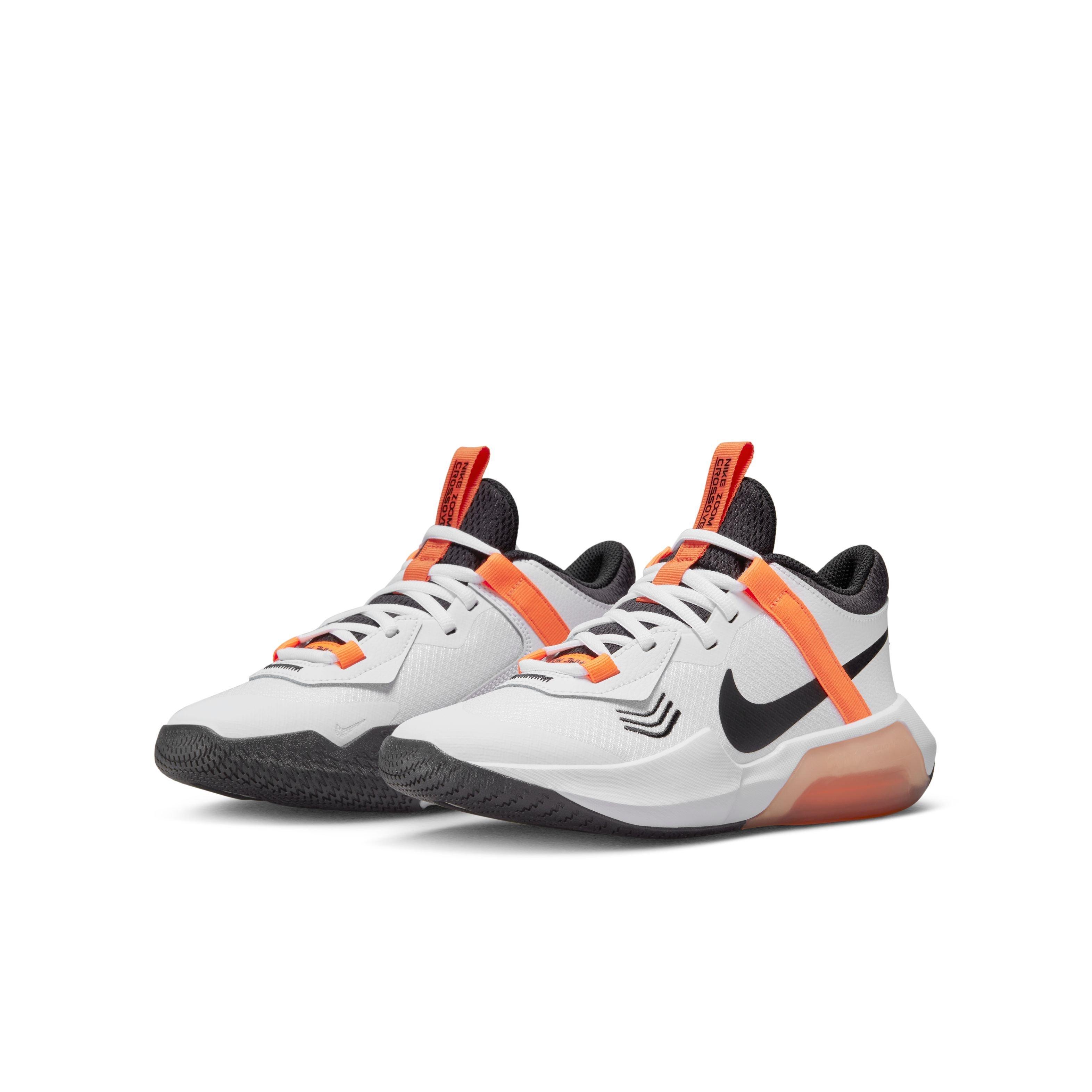 Nike Zoom Crossover "White/Black/Safety Orange" Grade School Basketball Shoe