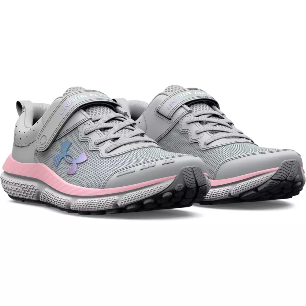 Under Armour Assert 10 AC "Halo Grey/Pink Sugar" Preschool Girls' Running Shoe - GREY/PINK