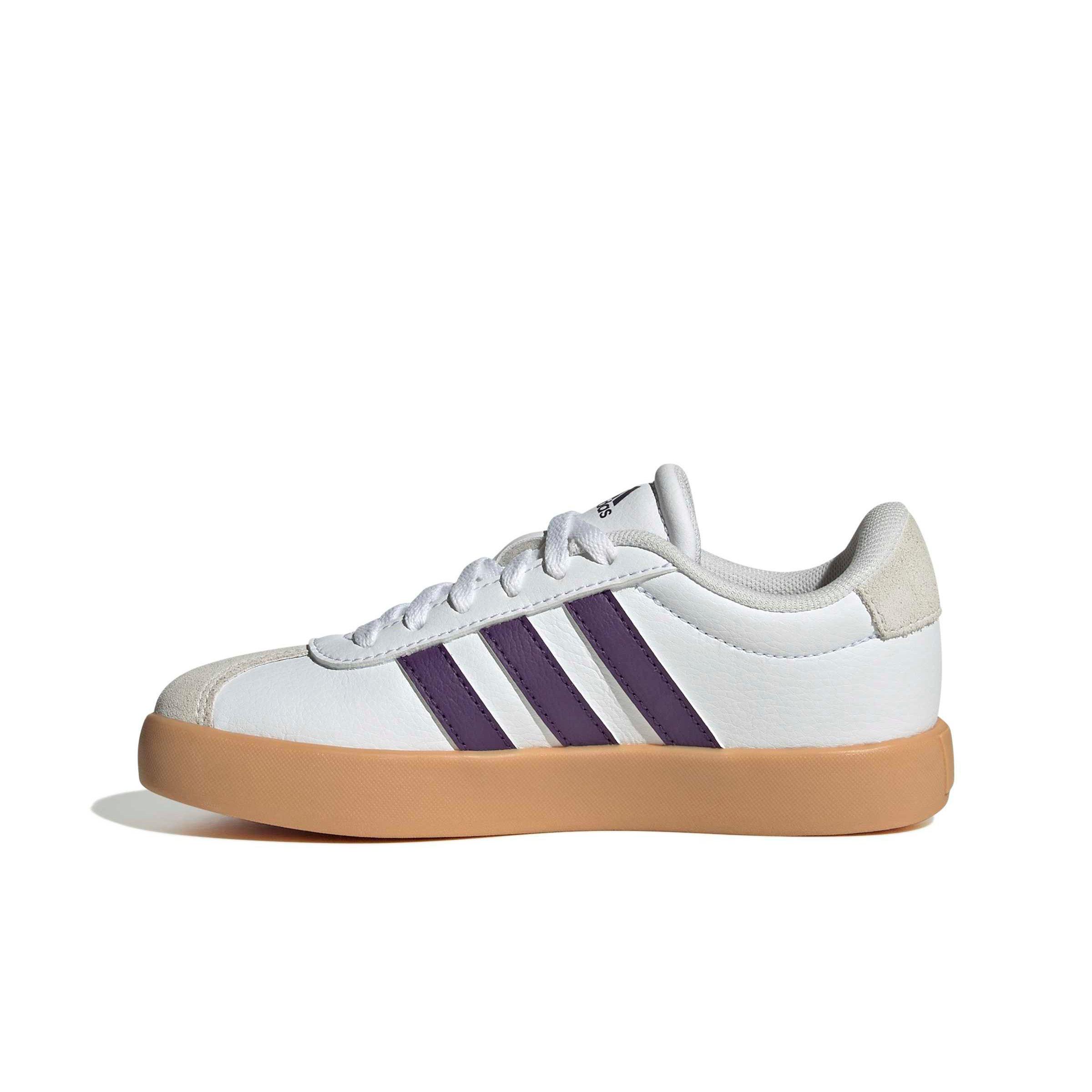 adidas VL Court 3.0 "Ftwr White/Violet/Gum 3" Grade School Girls' Shoe - WHITE/VIOLET/GUM