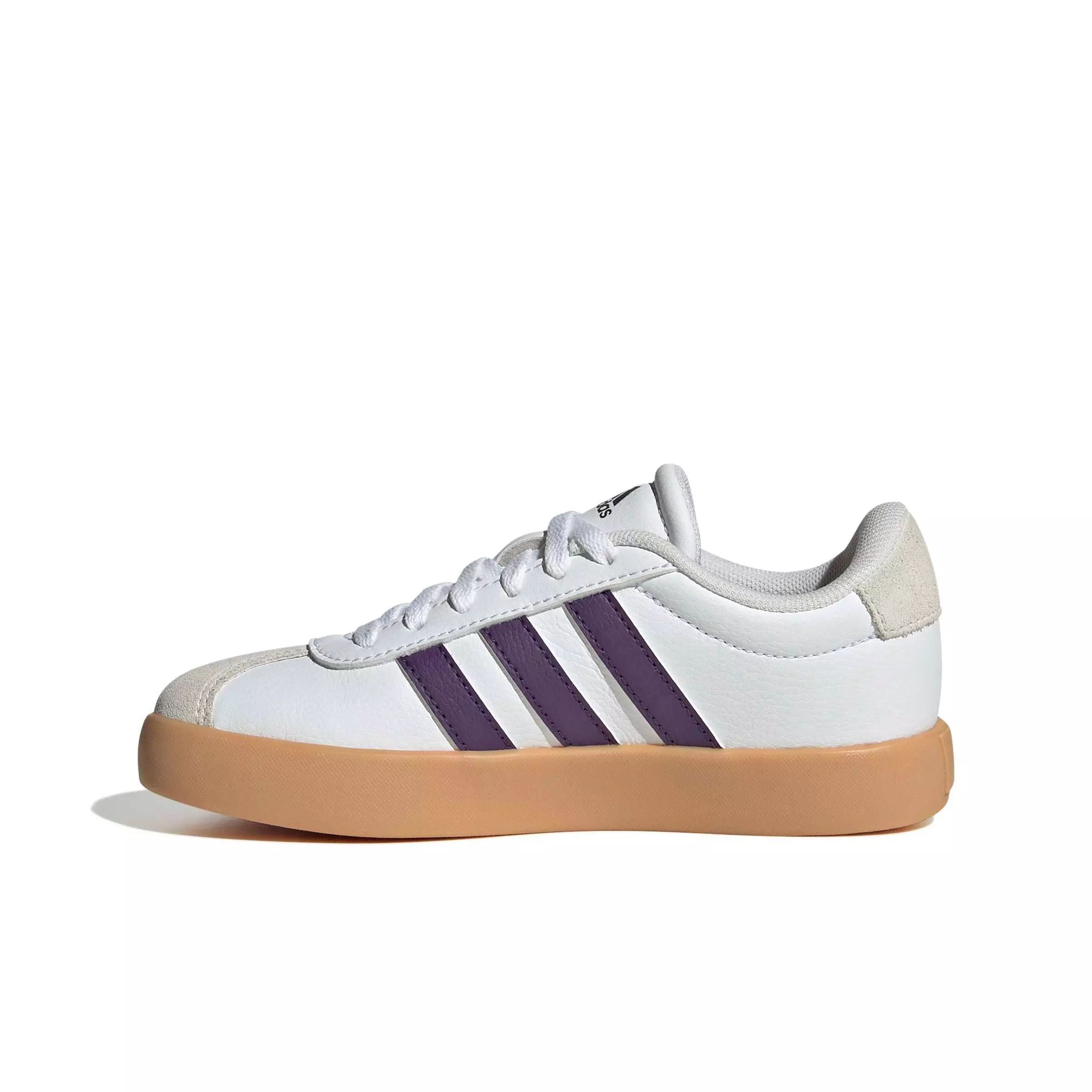 adidas VL Court 3.0 "Ftwr White/Violet/Gum 3" Grade School Girls' Shoe - WHITE/VIOLET/GUM