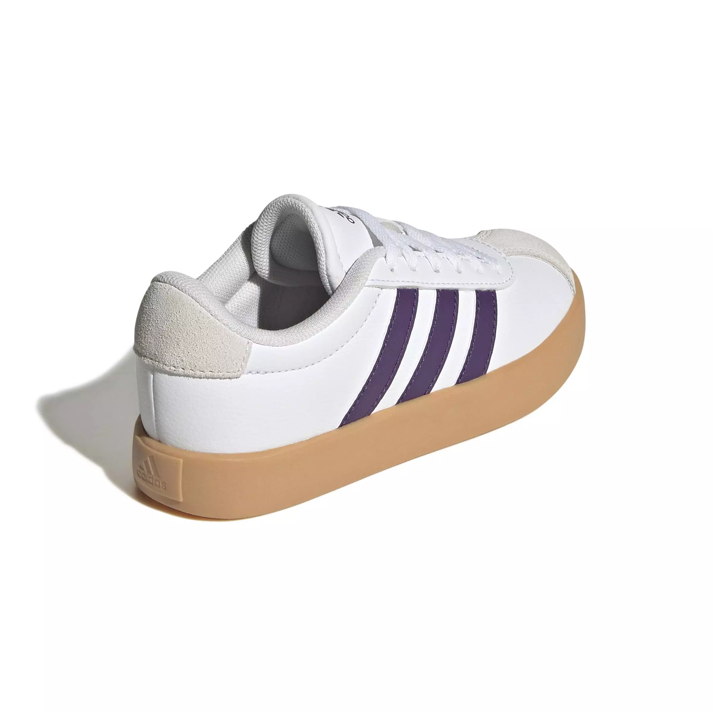adidas VL Court 3.0 "Ftwr White/Violet/Gum 3" Grade School Girls' Shoe - WHITE/VIOLET/GUM