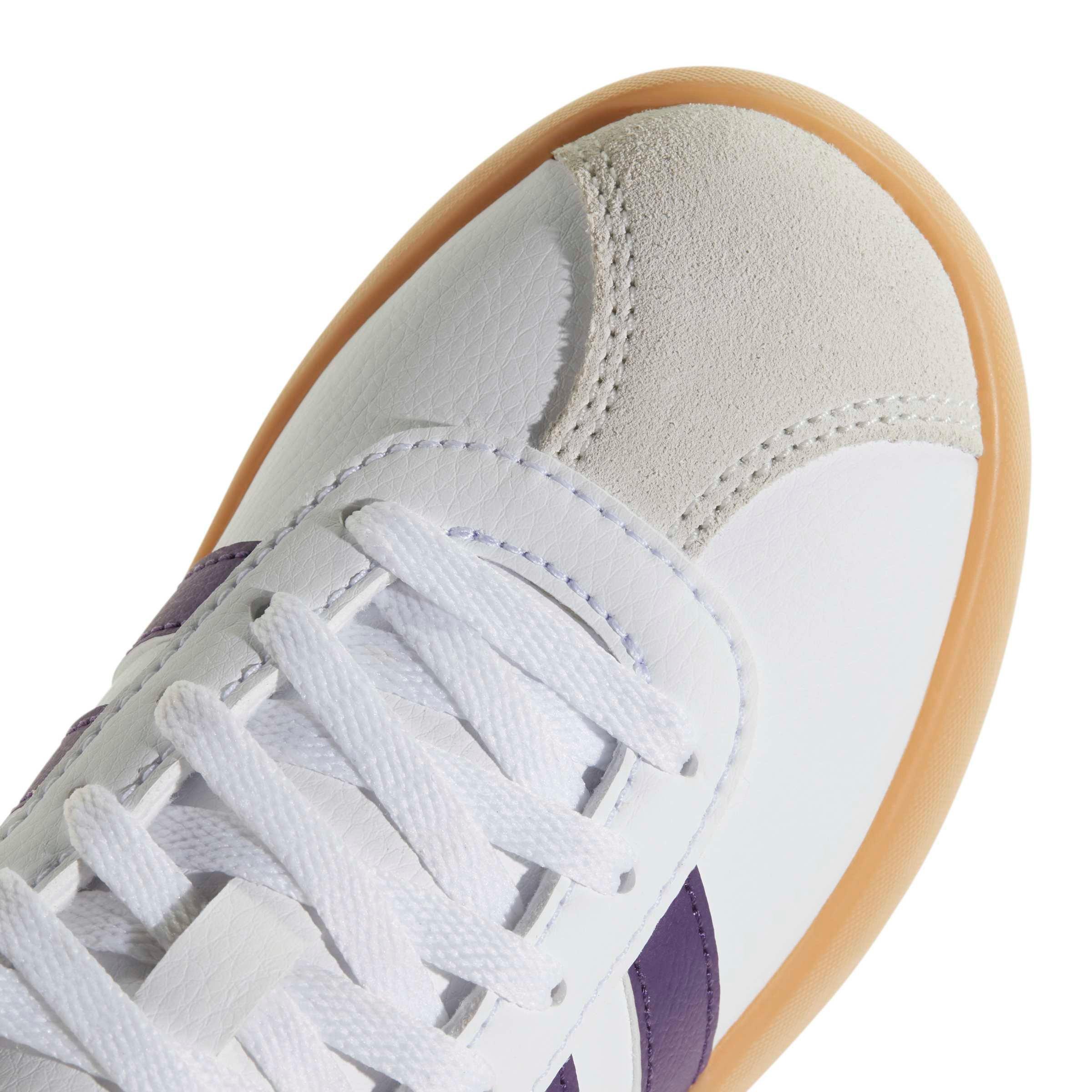 adidas VL Court 3.0 "Ftwr White/Violet/Gum 3" Grade School Girls' Shoe - WHITE/VIOLET/GUM