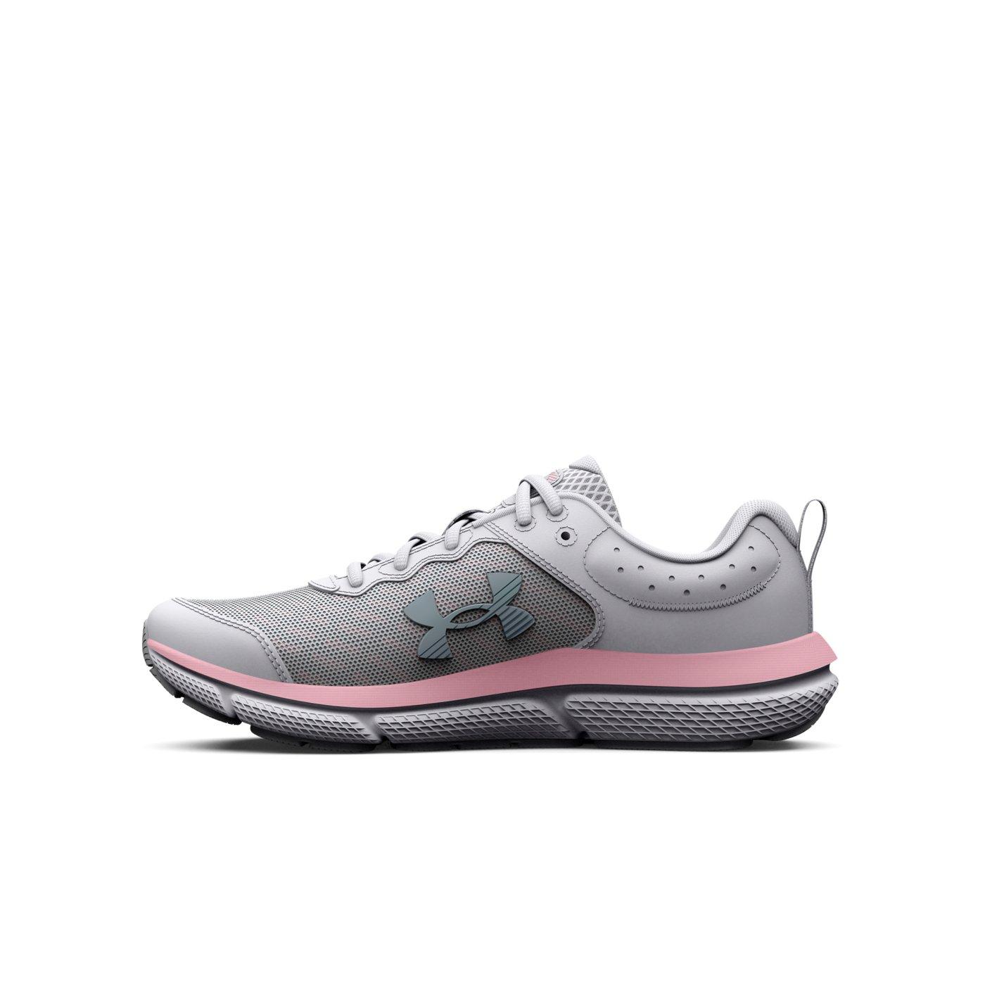 Under Armour Assert 10 Wide Grade School Girls' "Halo Grey/Pink Sugar" Running Shoe