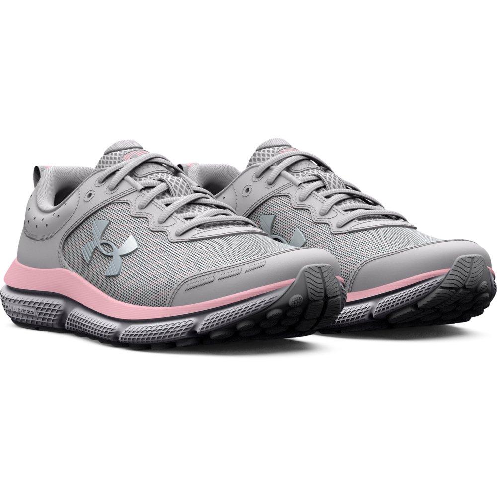 Under Armour Assert 10 Wide Grade School Girls' "Halo Grey/Pink Sugar" Running Shoe