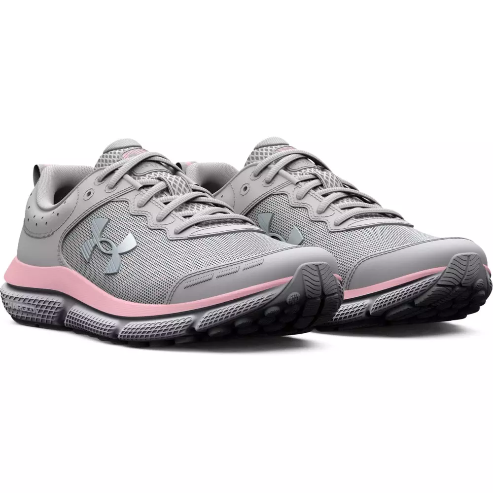 Under Armour Assert 10 Wide "Halo Grey/Pink Sugar" Grade School Girls' Running Shoe - GREY/PINK