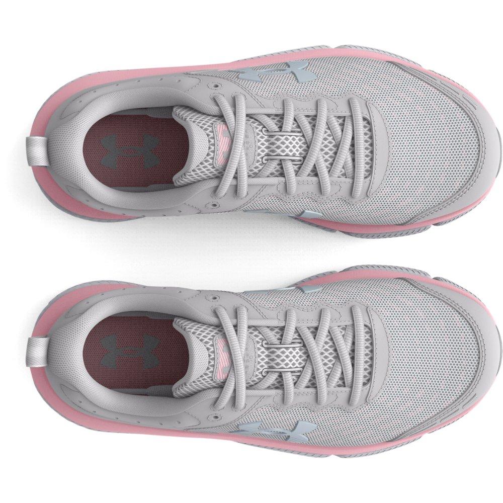 Under Armour Assert 10 Wide Grade School Girls' "Halo Grey/Pink Sugar" Running Shoe
