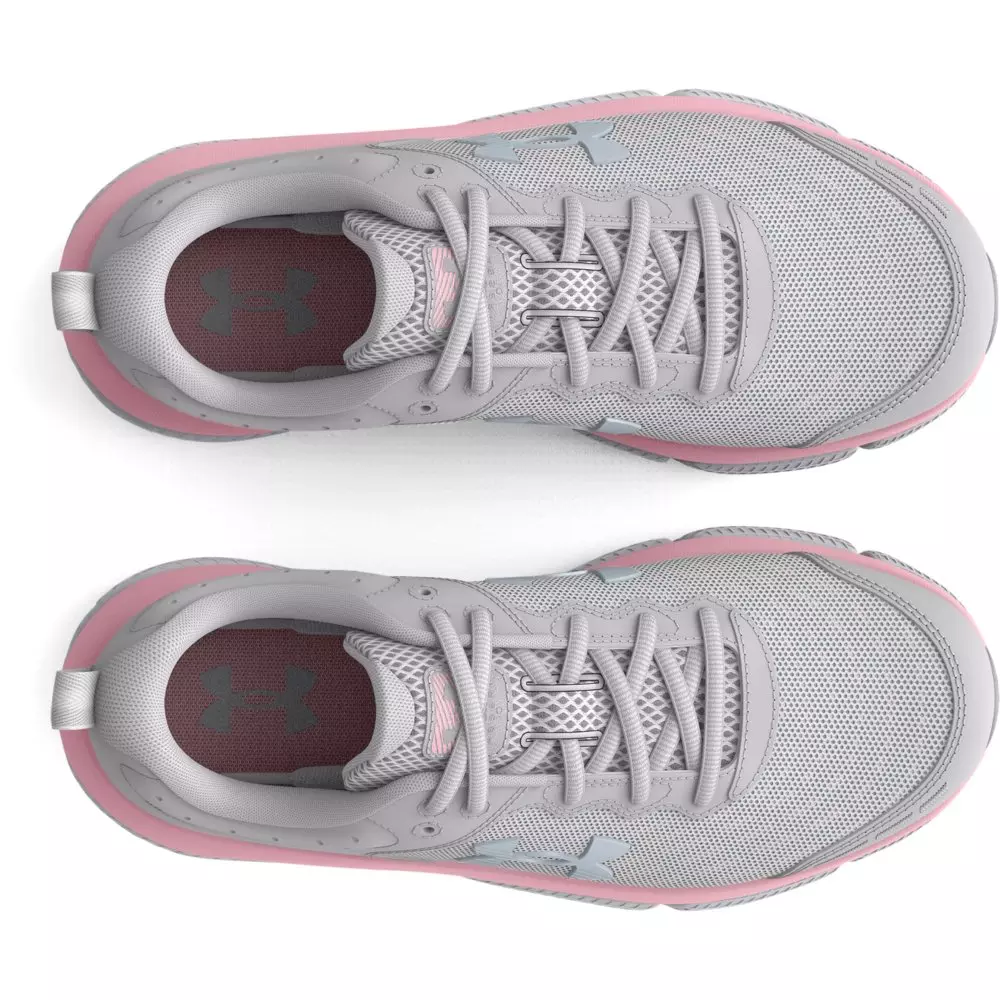 Under Armour Assert 10 Wide "Halo Grey/Pink Sugar" Grade School Girls' Running Shoe - GREY/PINK