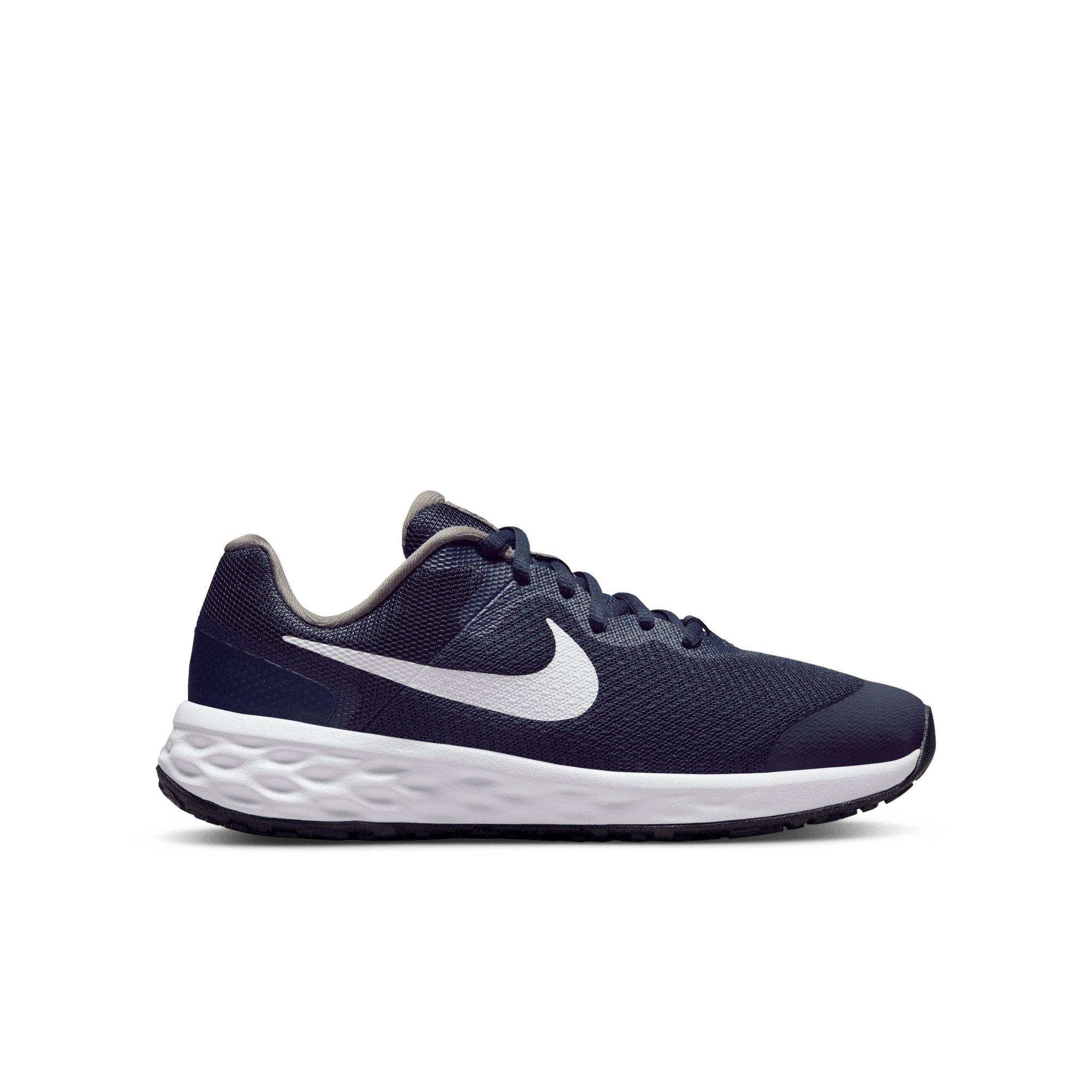 Nike Revolution 6 "Midnight Navy/White/Flat Pewter" Grade School Boy's Running Shoe - NAVY/WHITE/PEWTER Thumbnail View 1