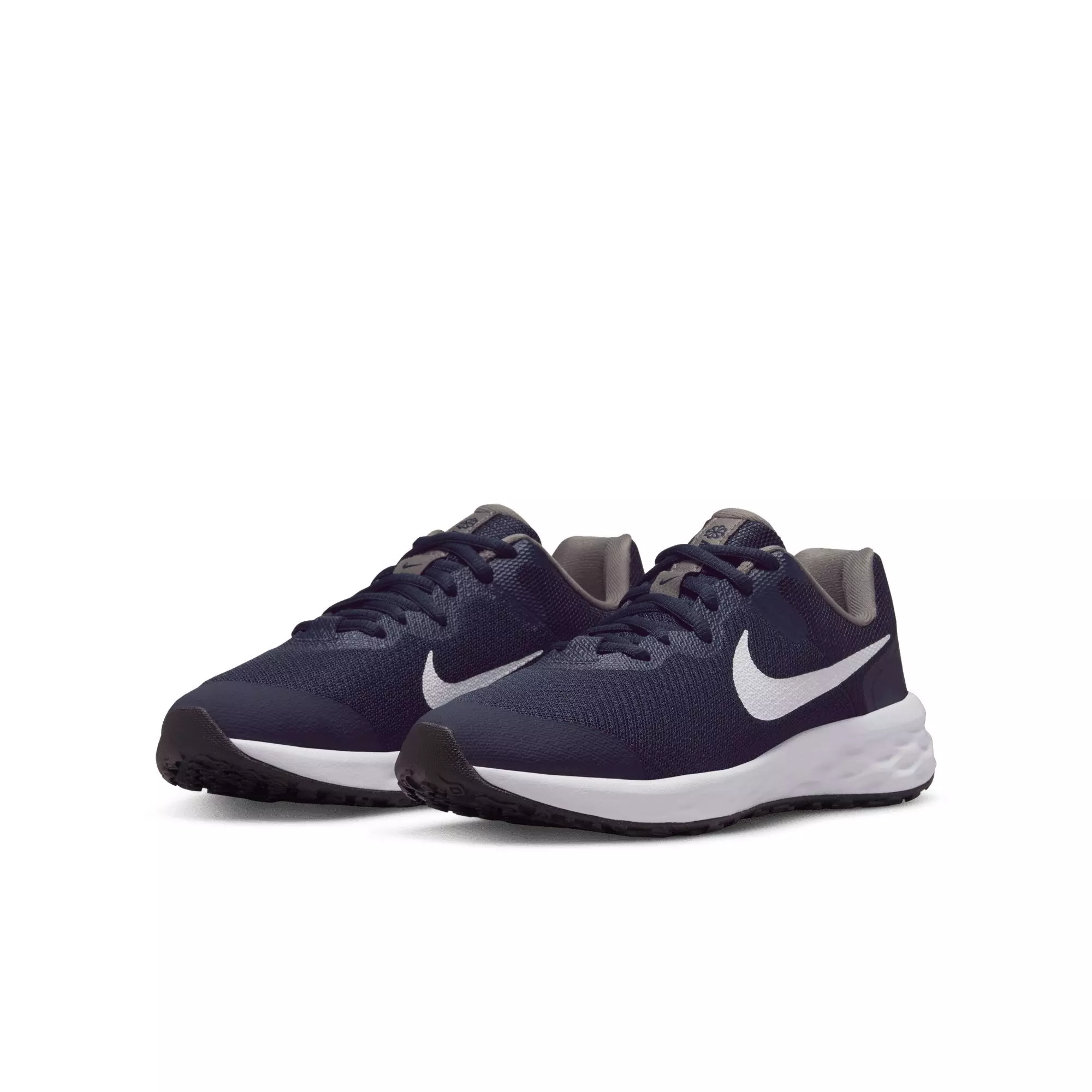 Nike Revolution 6 "Midnight Navy/White/Flat Pewter" Grade School Boy's Running Shoe - NAVY/WHITE/PEWTER