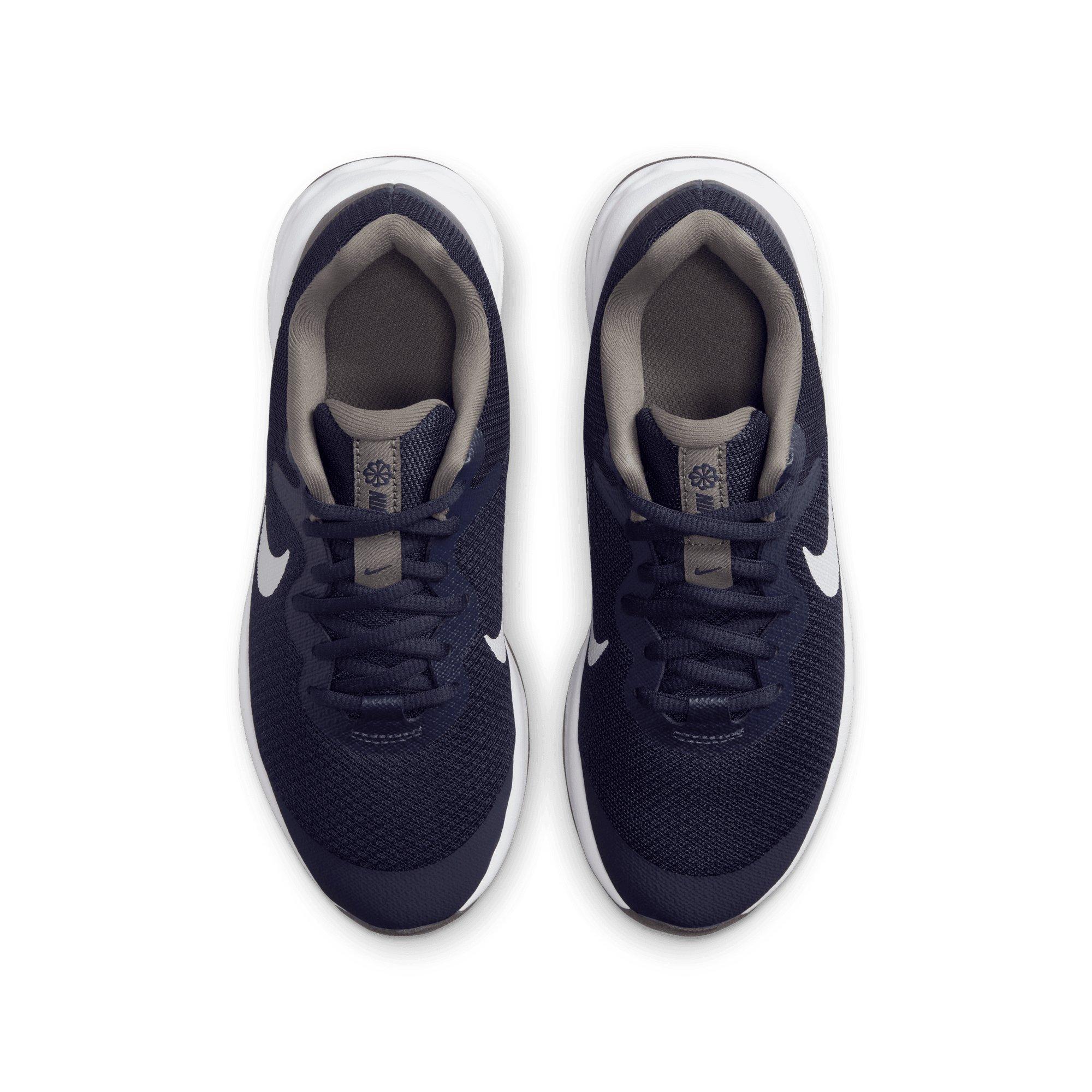 Nike Revolution 6 "Midnight Navy/White/Flat Pewter" Grade School Boy's Running Shoe - NAVY/WHITE/PEWTER Thumbnail View 4