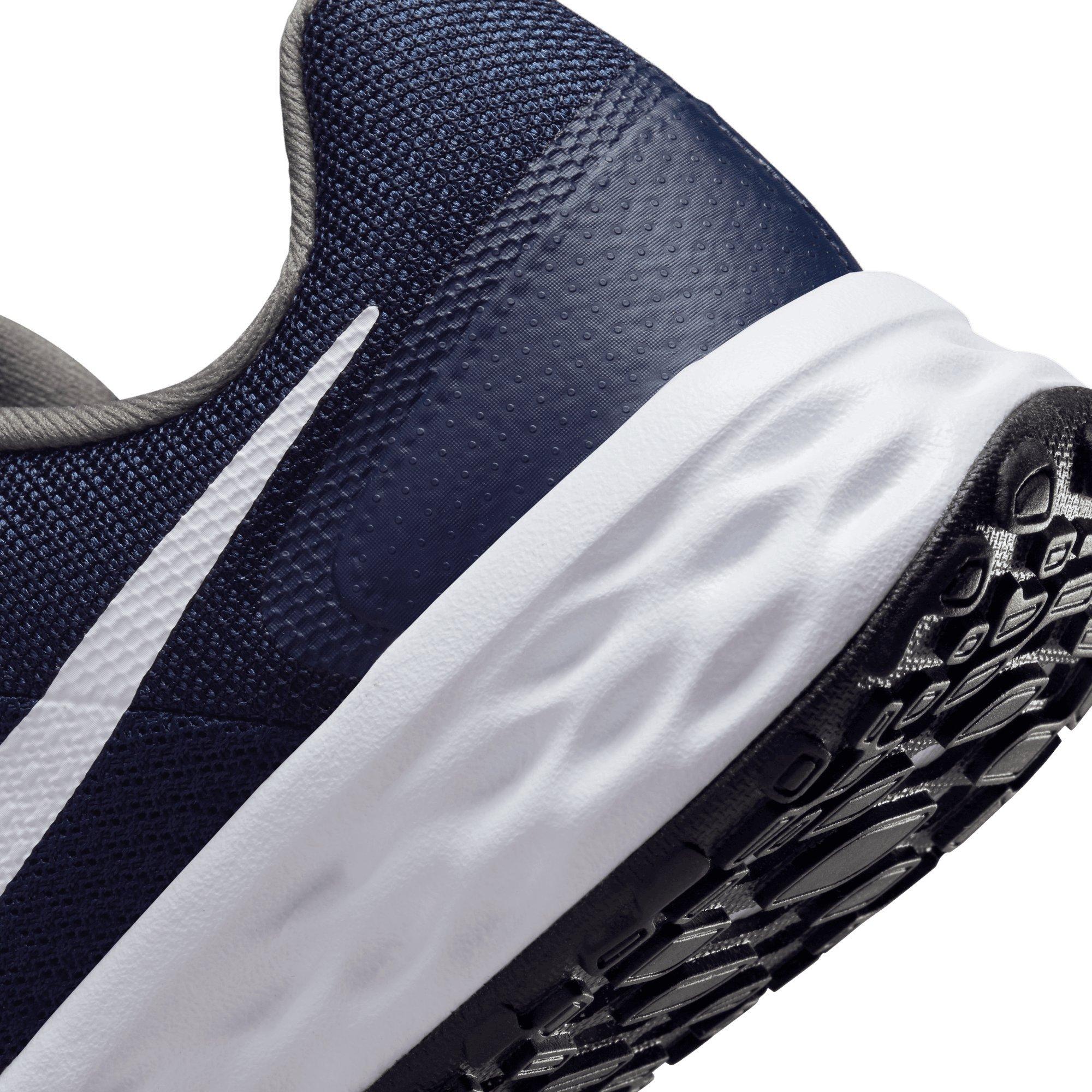 Nike Revolution 6 "Midnight Navy/White/Flat Pewter" Grade School Boy's Running Shoe - NAVY/WHITE/PEWTER Thumbnail View 8