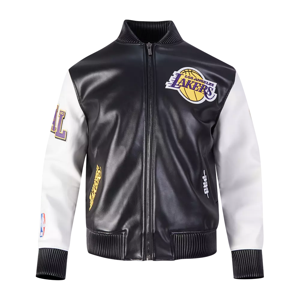 Pro Standard Men's NBA Los Angeles Lakers City Signature Leather Varsity​ Jacket -Black/White - BLACK/WHITE
