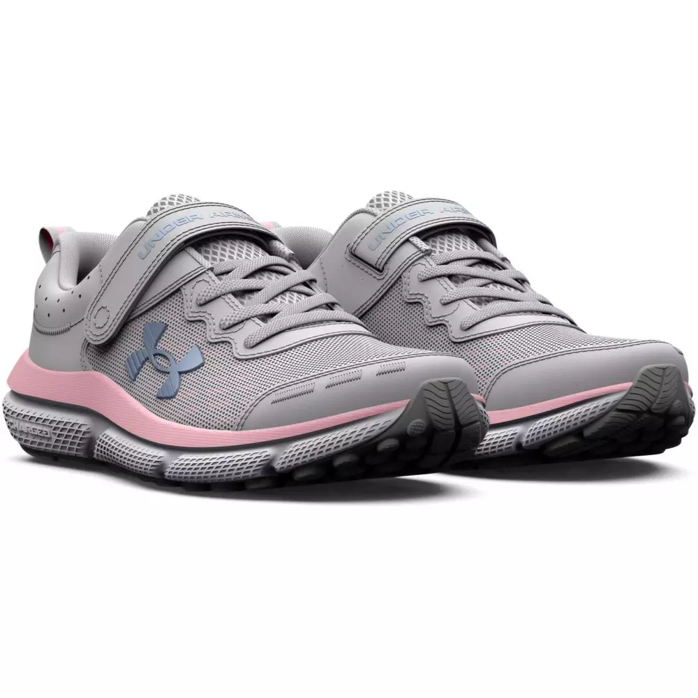 Under Armour Assert 10 AC Wide "Halo Grey/Pink Sugar" Preschool Girls' Running Shoe - GREY/PINK