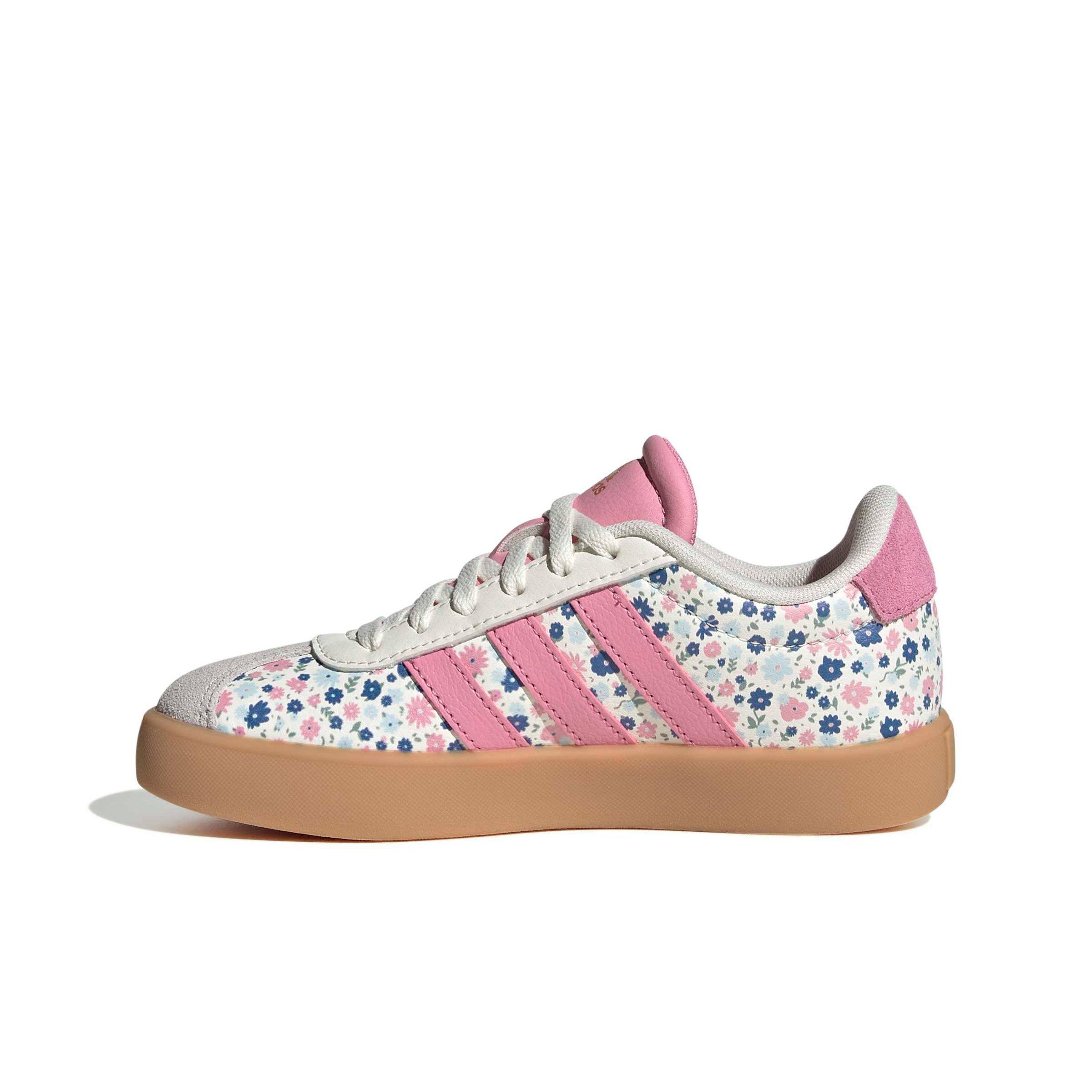 adidas VL Court 3.0 "Off White/St Tropic Bloom/Ice Blue" Grade School Girls' Shoe - OFF WHITE/BLOOM/BLUE