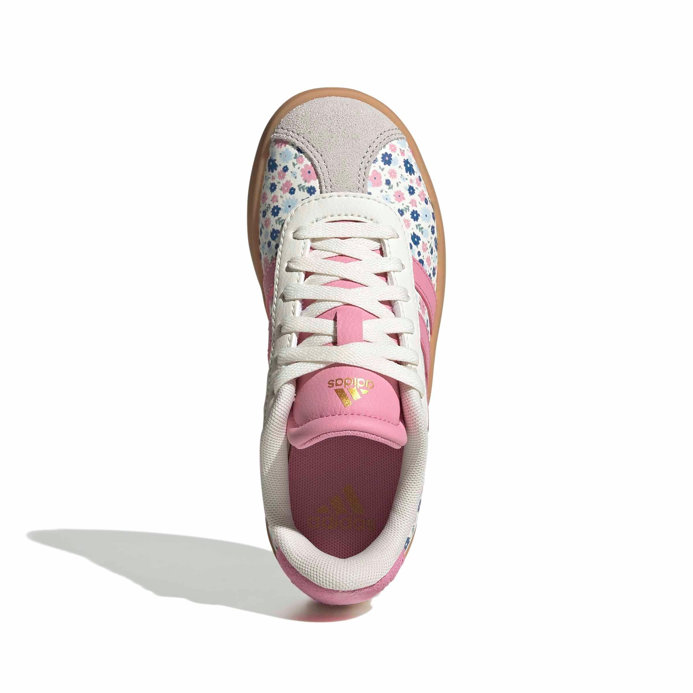 adidas VL Court 3.0 "Off White/St Tropic Bloom/Ice Blue" Grade School Girls' Shoe - OFF WHITE/BLOOM/BLUE