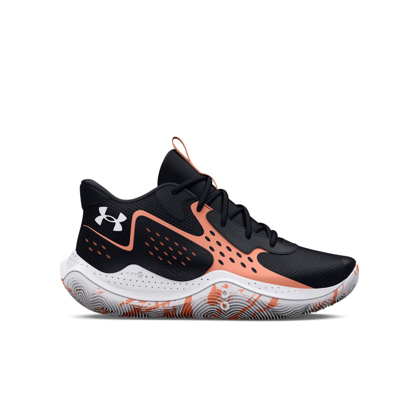Under Armour Jet '23 "Black/Bubble Peach" Grade School Girls' Basketball Shoe - BLACK/PEACH Thumbnail View 1