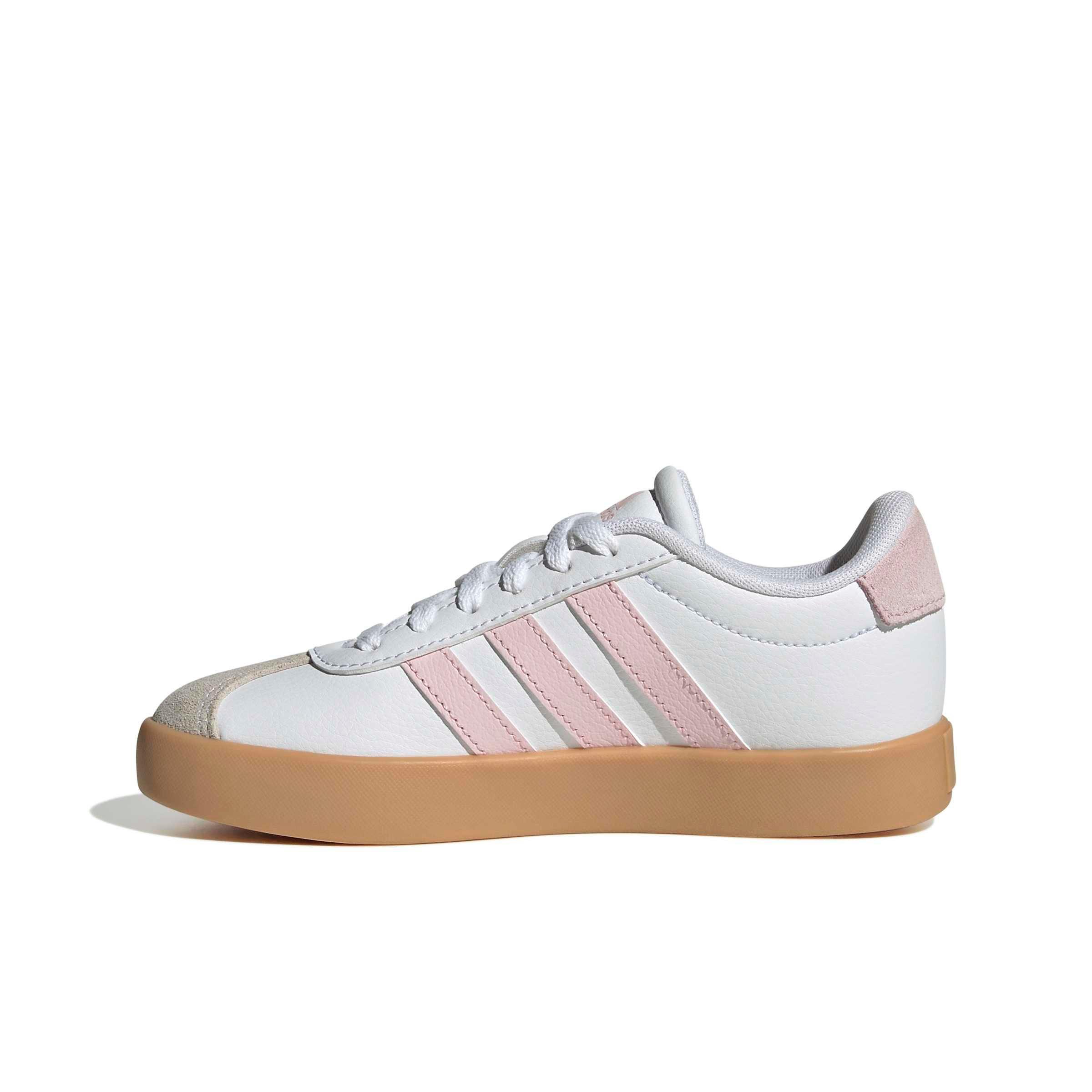 adidas VL Court 3.0 "Ftwr White/Clear Pink/Gum 3" Grade School Girls' Shoe - WHITE/PINK/GUM