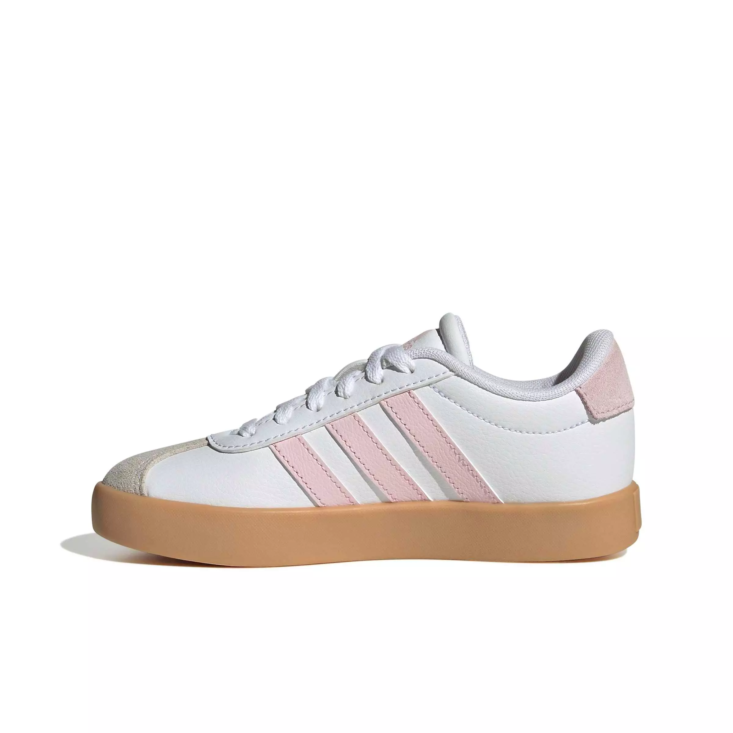 adidas VL Court 3.0 "Ftwr White/Clear Pink/Gum 3" Grade School Girls' Shoe - WHITE/PINK/GUM