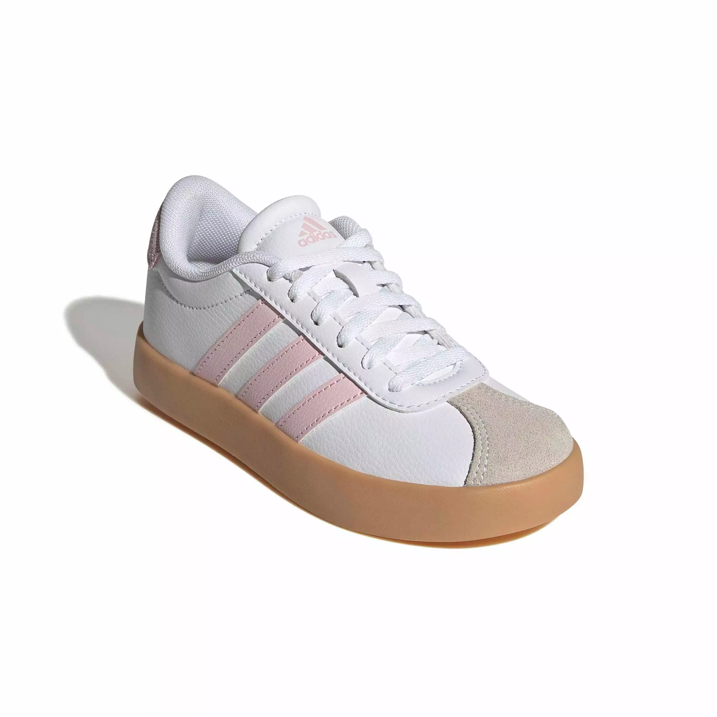 adidas VL Court 3.0 "Ftwr White/Clear Pink/Gum 3" Grade School Girls' Shoe - WHITE/PINK/GUM