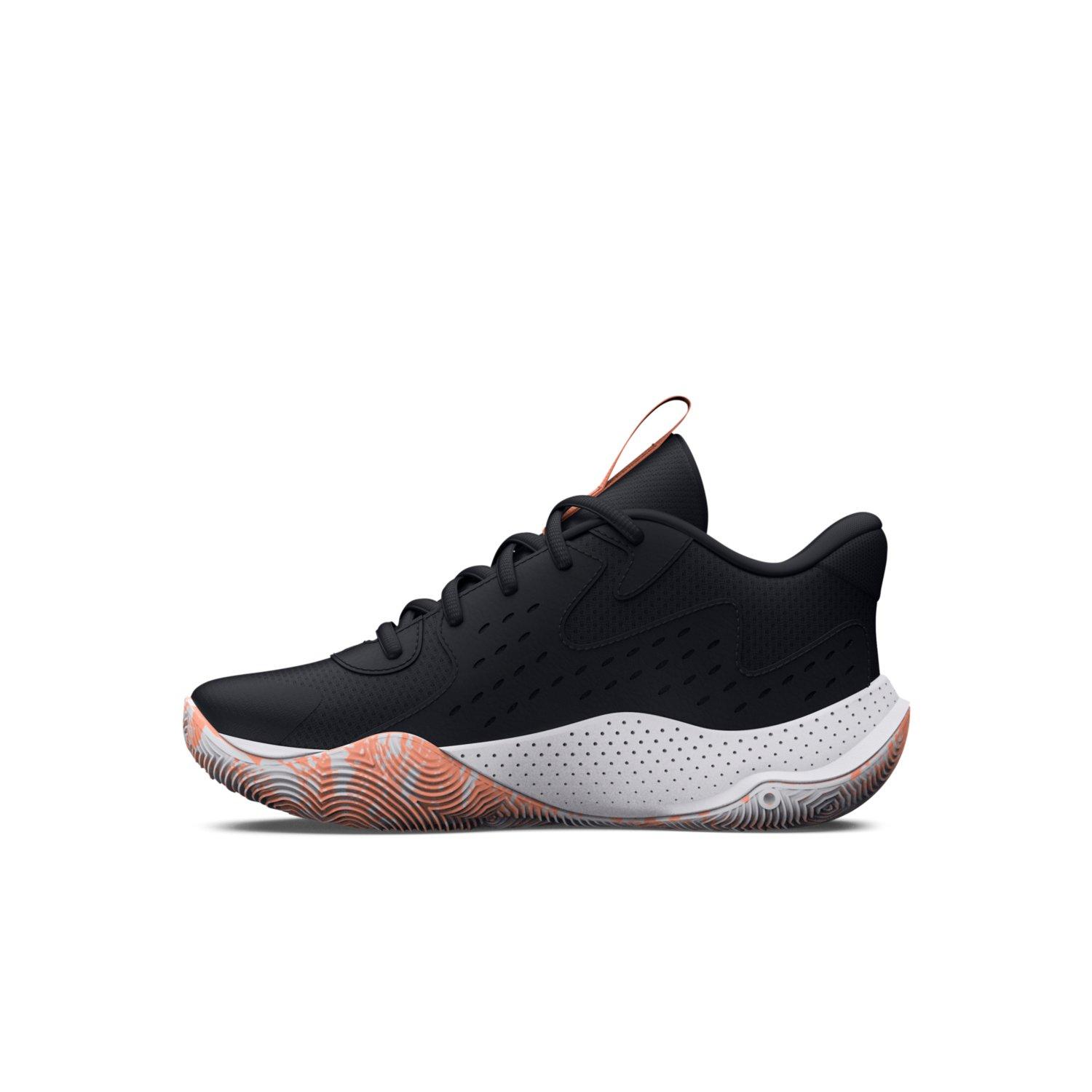 Under Armour Jet '23 Preschool Girls' "Black/Bubble Peach" Basketball Shoe