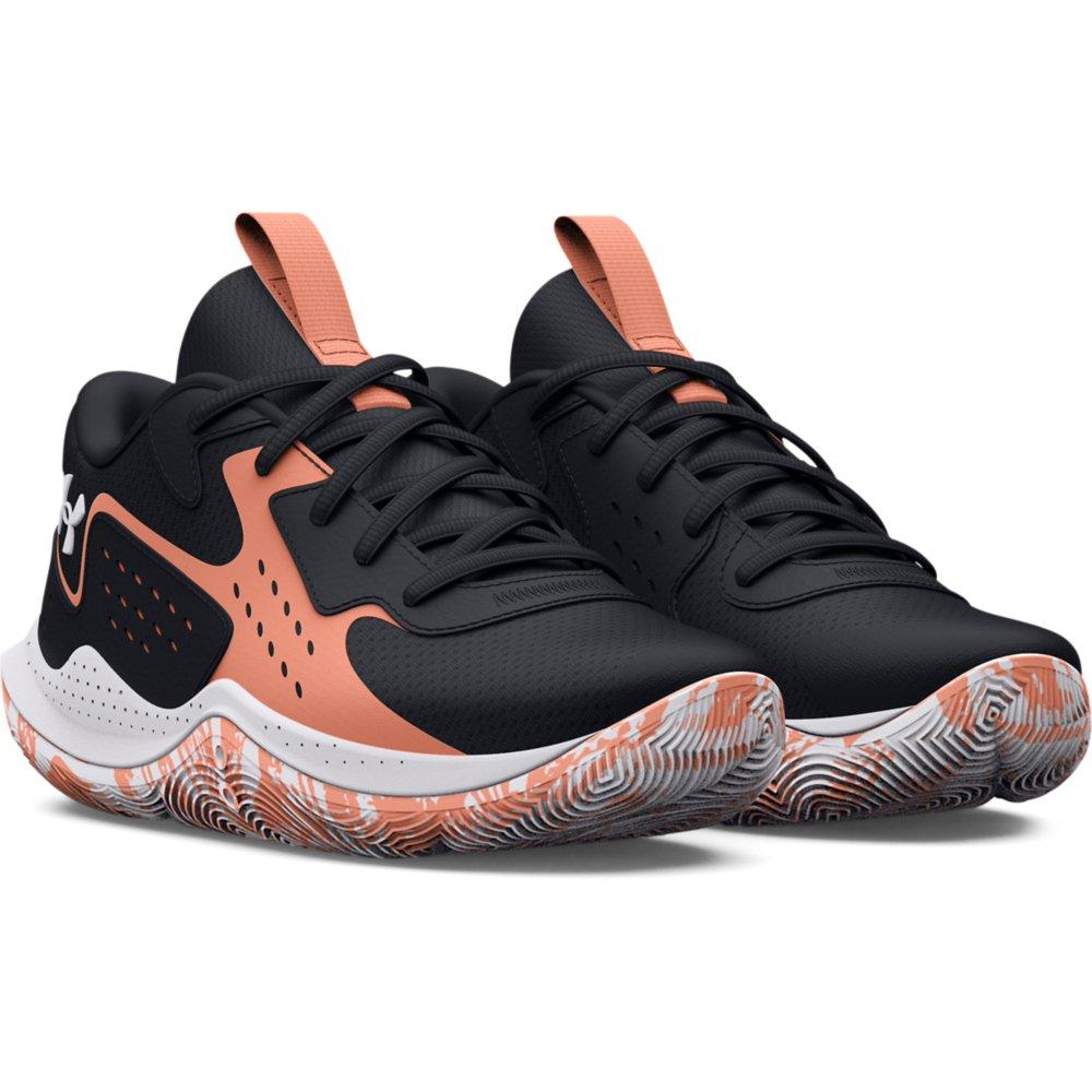 Under Armour Jet '23 Preschool Girls' "Black/Bubble Peach" Basketball Shoe
