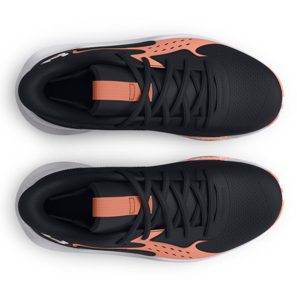 Under Armour Jet '23 Preschool Girls' "Black/Bubble Peach" Basketball Shoe
