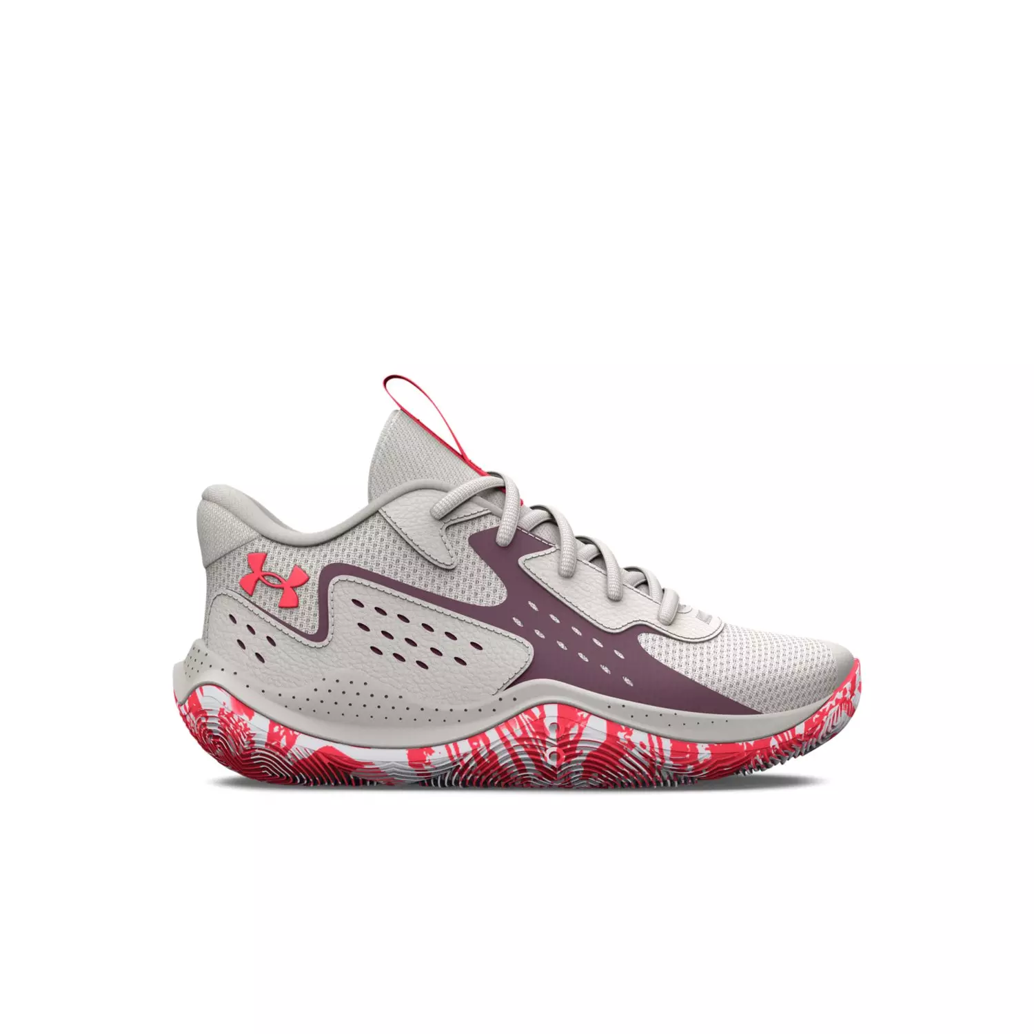 Under Armour Jet '23 "White Clay/Misty Purple" Preschool Girls' Basketball Shoe - CLAY/PURPLE