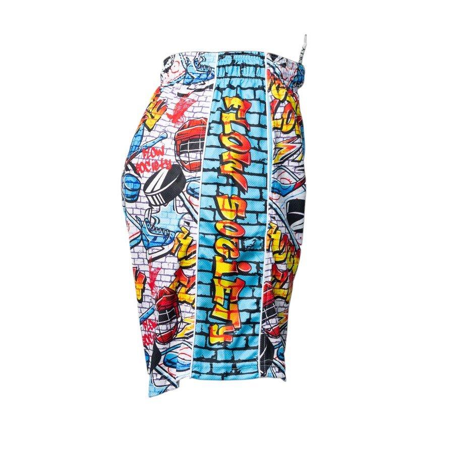 Flow Society Big Boys' 7" Brick Graffiti Hockey Shorts - White - WHITE