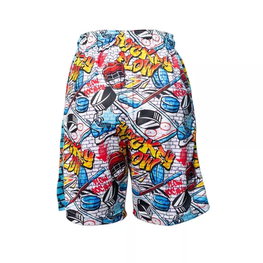 Flow Society Big Boys' 5" Brick Graffiti Hockey Shorts - White - WHITE