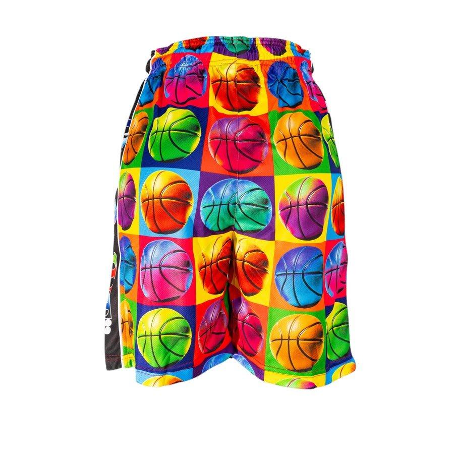 Flow Society Big Boys' 7" Basketball Pop Art Shorts - Multi-Color - WHITE/WHITE/GREY