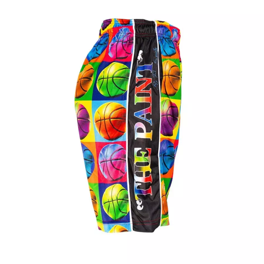 Flow Society Big Boys' 7" Basketball Pop Art Shorts - Multi-Color - WHITE/WHITE/GREY