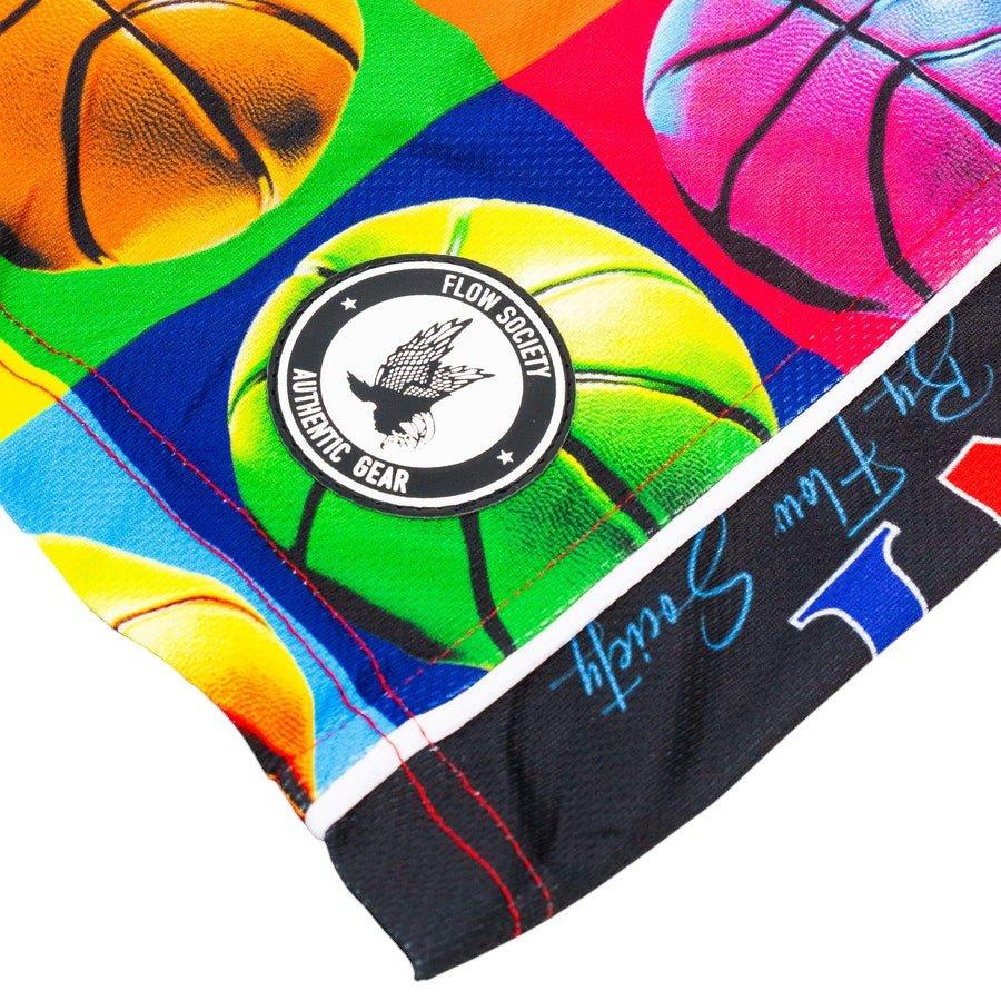 Flow Society Big Boys' 7" Basketball Pop Art Shorts - Multi-Color - WHITE/WHITE/GREY