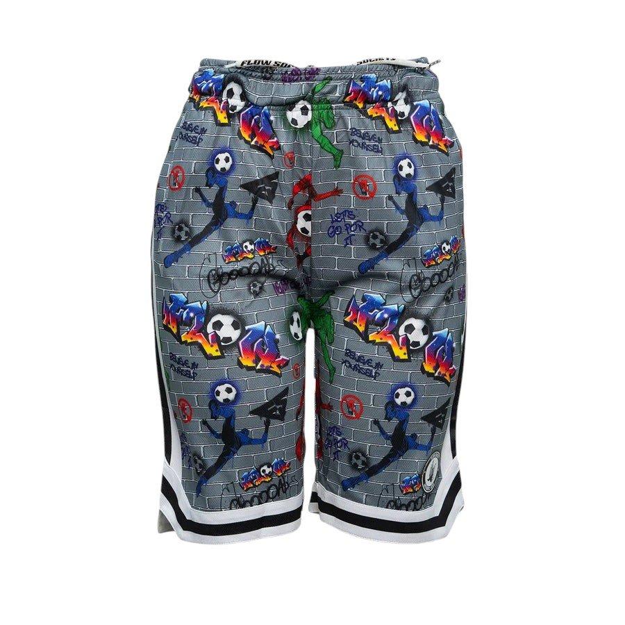 Flow Society Big Boys' 7" Brick Graffiti Soccer Shorts - Grey - GREY