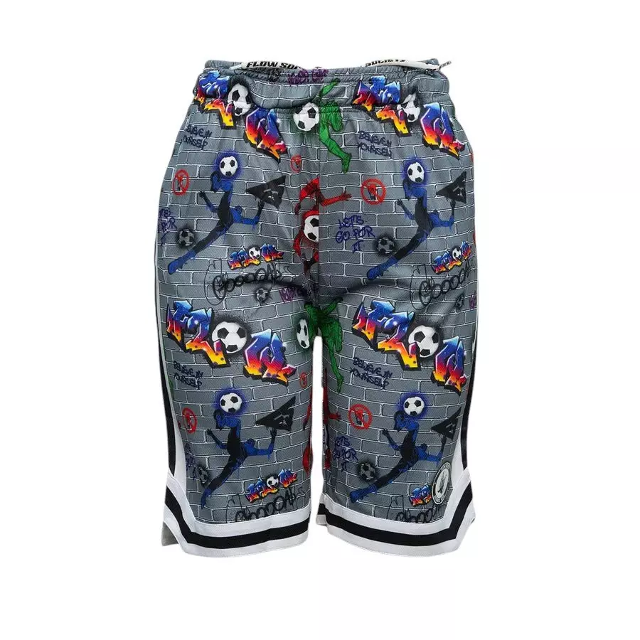 Flow Society Big Boys' 7" Brick Graffiti Soccer Shorts - Grey - GREY