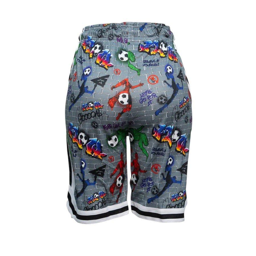 Flow Society Big Boys' 7" Brick Graffiti Soccer Shorts - Grey - GREY