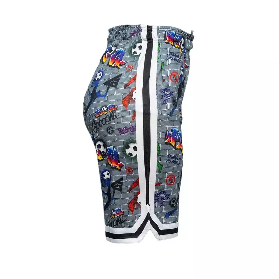 Flow Society Big Boys' 7" Brick Graffiti Soccer Shorts - Grey - GREY