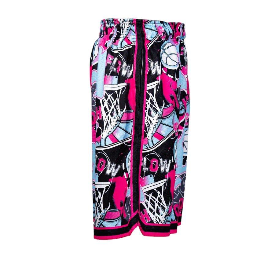 Flow Society Big Boys' 7" Neon Swoosh Basketball Trim Shorts - Multi-Color - MULTI-COLOR